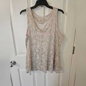 Boston Proper Metallic Lace Tank Size M